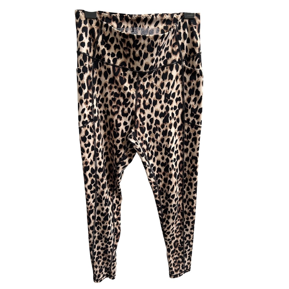 Victorias Secret‎ Leopard Print High Waisted Leggings Pockets Athletic 12 Y2K